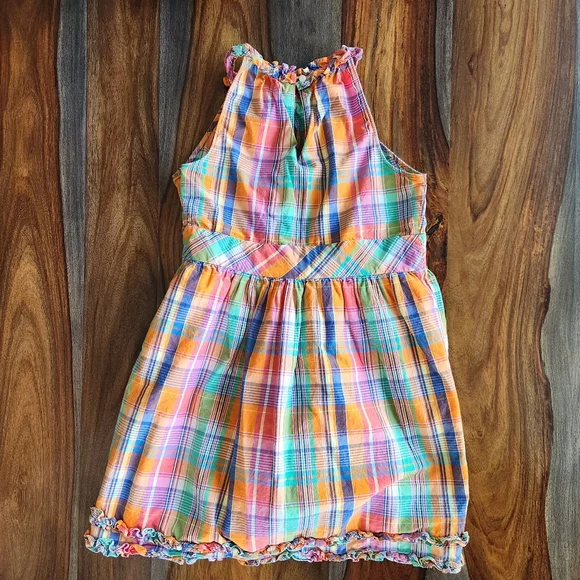 Super Cute Summery American Living Girls Dress Size 10 Ruffles Plaid Lined - Picture 2 of 9